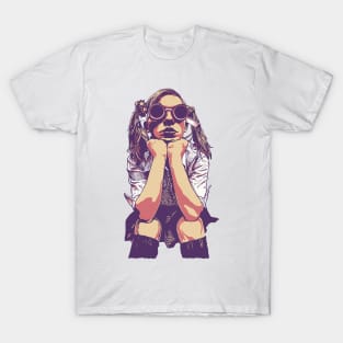 Cyberpunk Hipster Steampunk School Girl in Pigtails T-Shirt